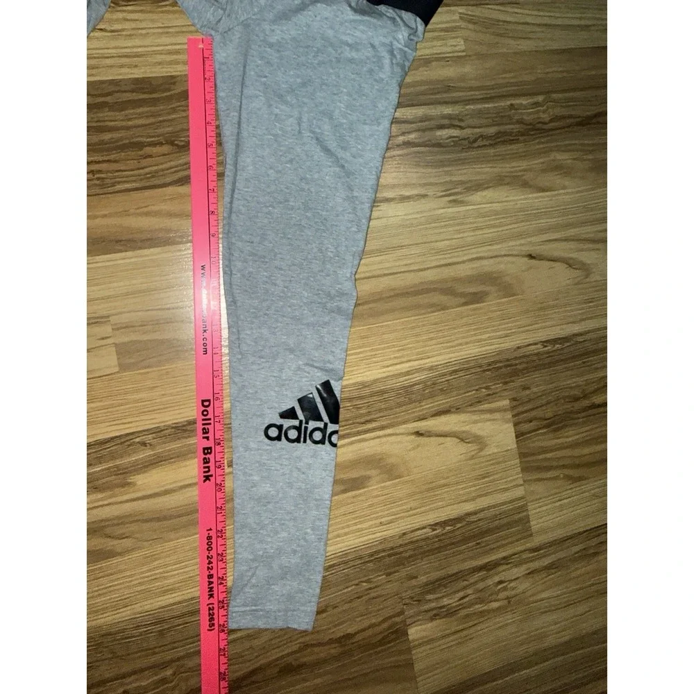 Adidas Sz‎ XS Heather Gray Cotton Leggings Black Logo EUC